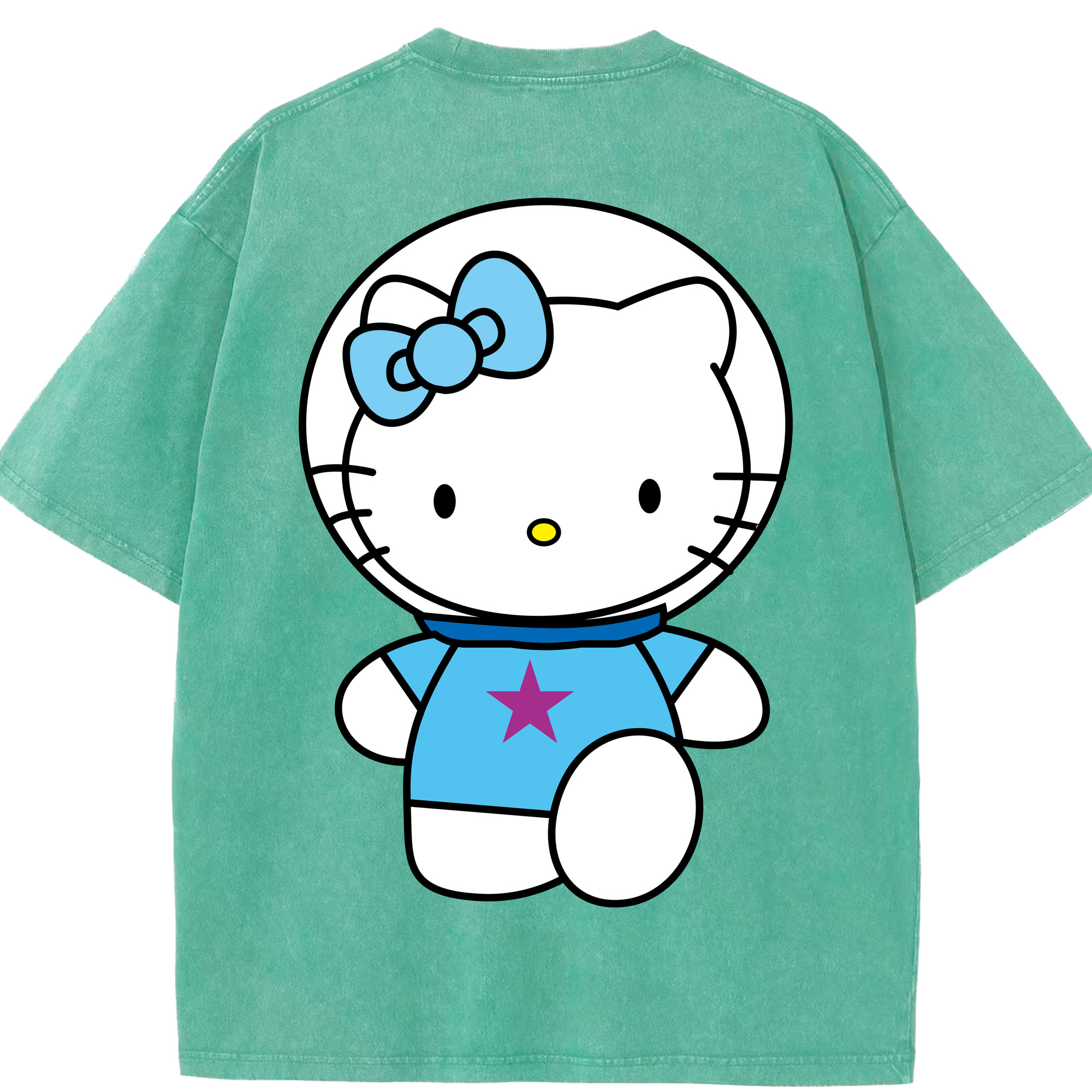 （画像用） Hello Kitty ハローキティ 綿100% ヴィンテージ風 半袖Tシャツ（背面プリント）